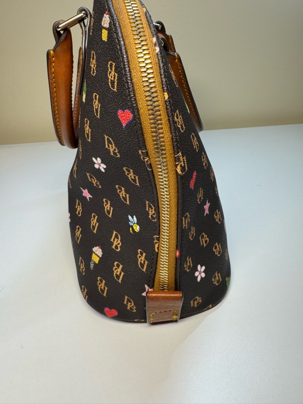 Dooney & Bourke Gretta Novelty Print Satchel with Pink Hearts & Cupcakes - Picture 3 of 13